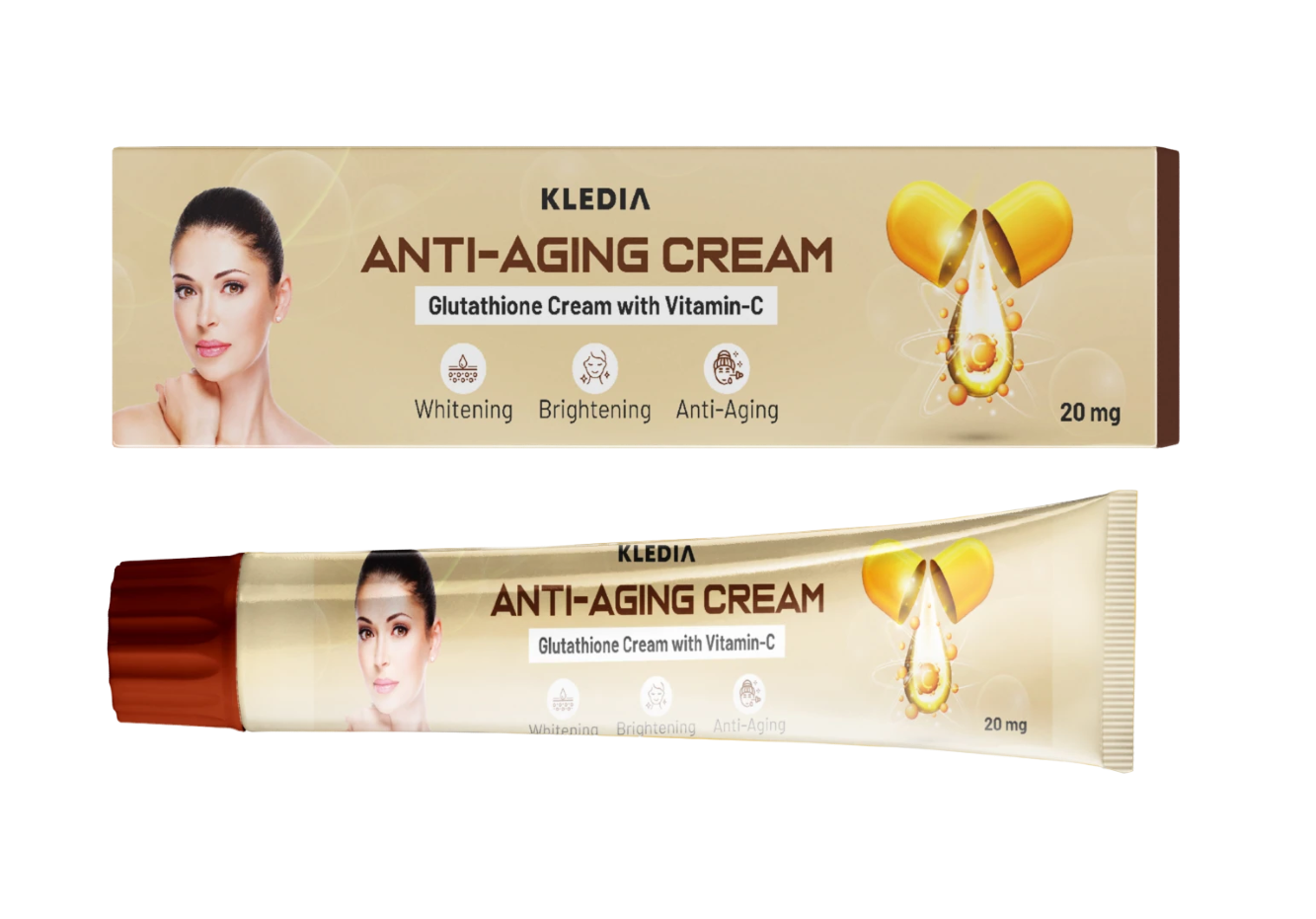 KLEDIA Anti-Aging Cream with Glutathione & Vitamin C - Brightening & Whitening Formula (20g)