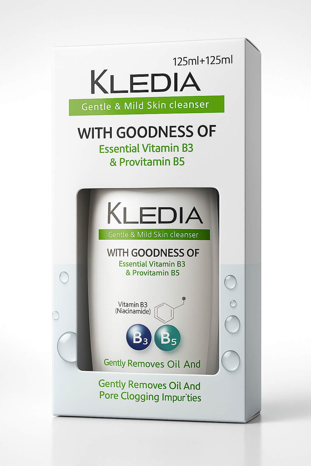 KLEDIA Gentle & Mild Skin Cleanser Twin Pack - 125ml x 2 (250ml Total)