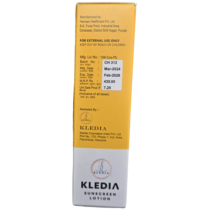 KLEDIA Sunscreen Lotion SPF 50 PA+++ Broad Spectrum UV Protection (60ml)